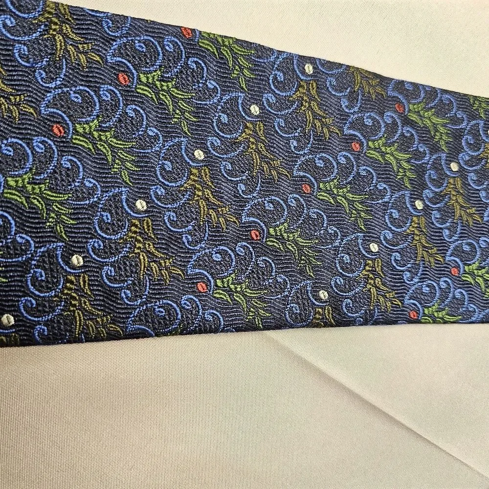 Hickey Freeman Tie Mens Silk Blue Geometric Pattern 60x3.5‎ Extra Long
